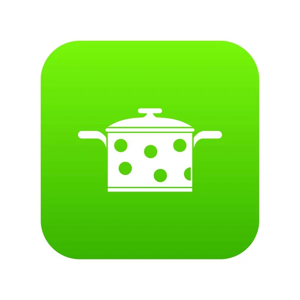 Saucepan with white dots icon digital green — Stock Vector