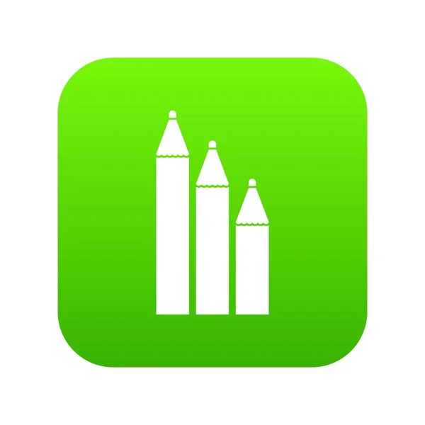 Drei Bleistifte Symbol digital grün — Stockvektor