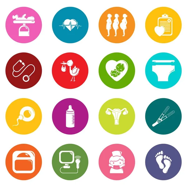Renkli daireler vektör gebelik Icons set