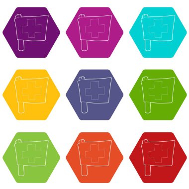 İsviçre bayrağı simgeleri 9 vektör ayarla