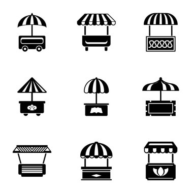 Sokak yemekle Icons set, basit tarzı