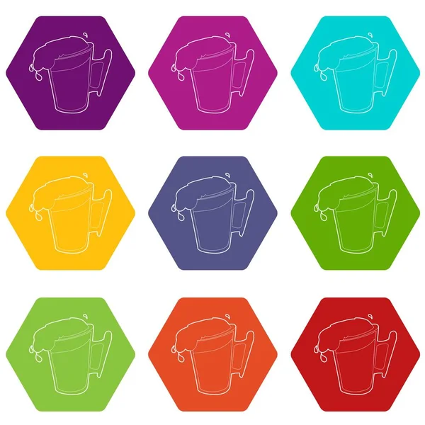 Ensemble d'icônes de bière 9 vecteurs — Image vectorielle
