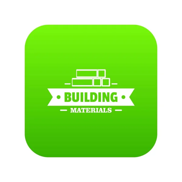 Icono de materiales de construcción vector verde — Vector de stock