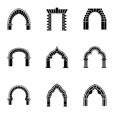 Kemer yolu Icons set, basit tarzı