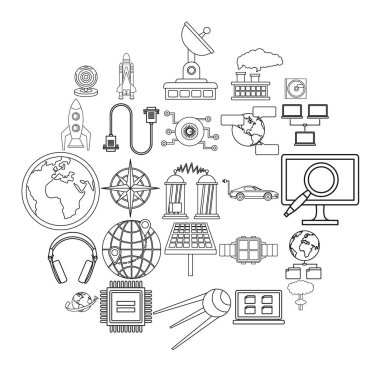 Dünya Icons set ileri, anahat stili