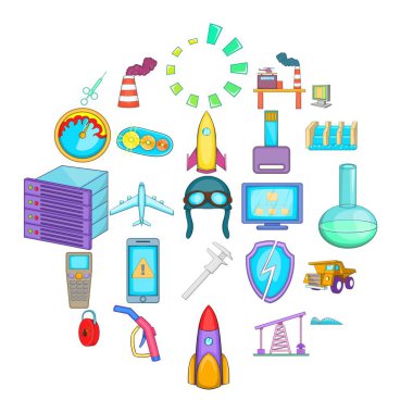 Yeni ekipman Icons set, karikatür tarzı