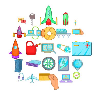 Icons set, karikatür tarzı yenilendi