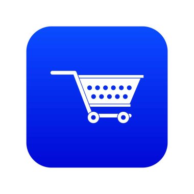Boş süpermarket arabası simgesi dijital mavi