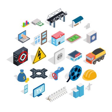 Bankacılık teknoloji Icons set, izometrik stili