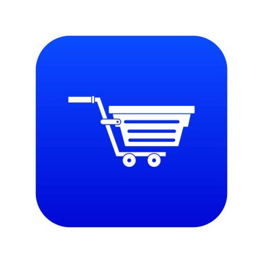 Alışveriş sepeti tekerlek simgesi dijital mavi