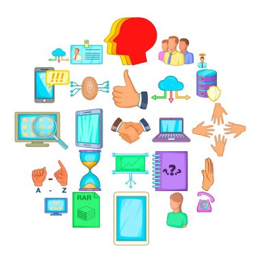 Yararlı bilgiler Icons set, karikatür tarzı