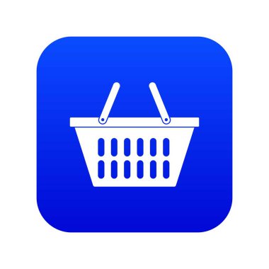 Plastik alışveriş sepeti simgesini dijital mavi