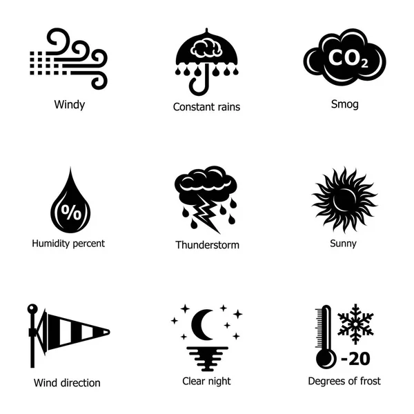 Conjunto de iconos de humedad, estilo simple — Vector de stock