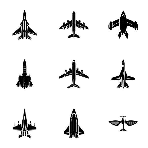 Jet icons set, simple style — Stock Vector