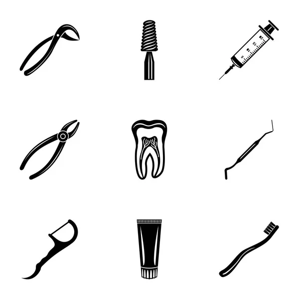 Tire de un conjunto de iconos de dientes, estilo simple — Vector de stock