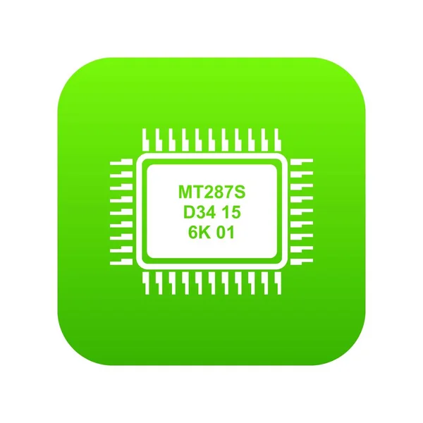 Micro microchip ícone vetor verde —  Vetores de Stock