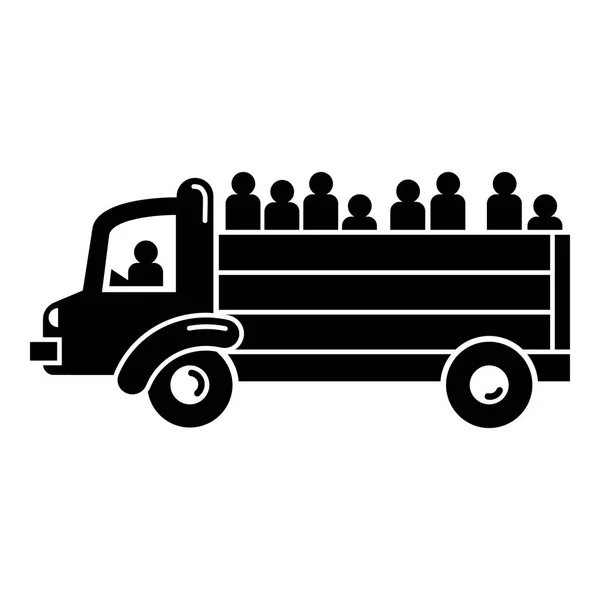 Refugee people truck icon, simple style — Stock Vector