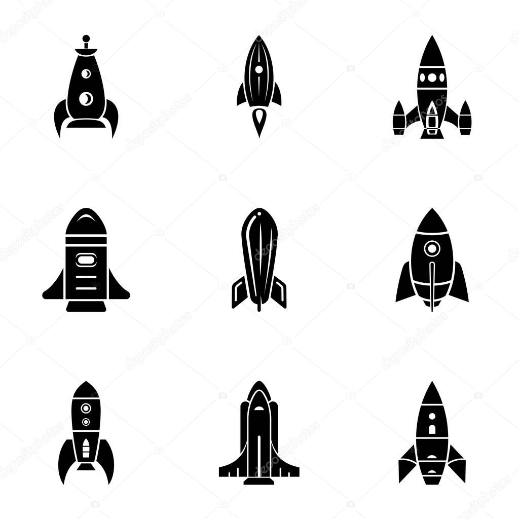 Projectile icons set, simple style