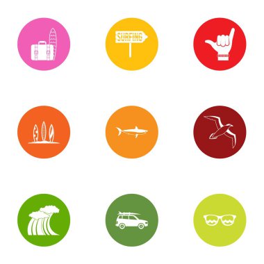 Turizm hedef Icons set, düz stil