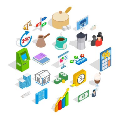 İş modeli simgeler kümesi, izometrik stili