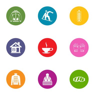 Kış görünümü simgeler ayarla, stil düz