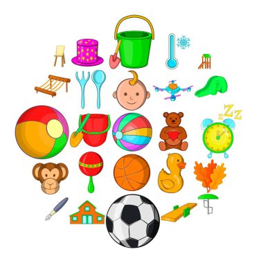 Oyuncak Icons set, karikatür tarzı