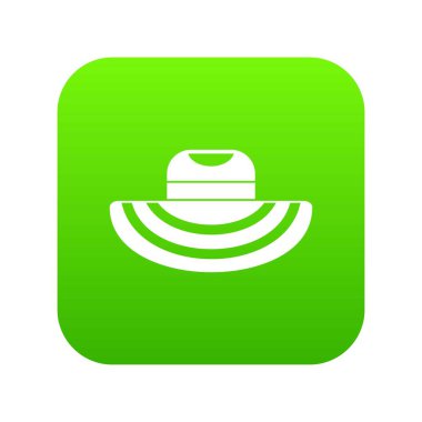 Kadın plaj şapka simgesi dijital yeşil