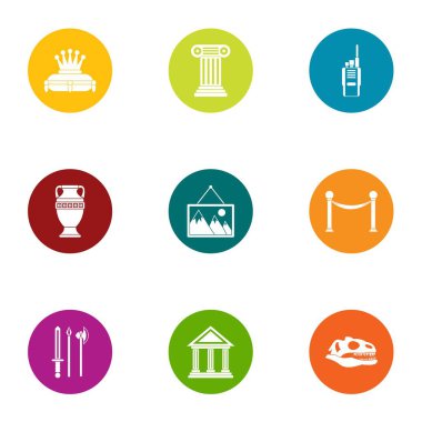 Müze iş simgeler kümesi, düz stil