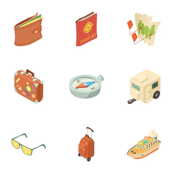 Travel way icons set, isometric style — Stock Vector