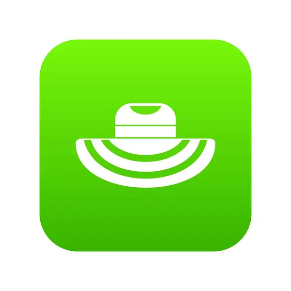 Mulheres ícone chapéu de praia verde digital — Vetor de Stock