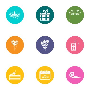 Tören Icons set. Düz beyaz arka plan üzerinde izole web için 9 ciddiyet vektör simge kümesi