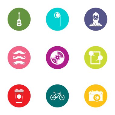 Modern ulus Icons set, düz stil