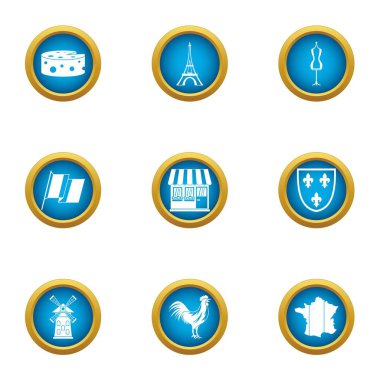 Moda hafta Icons set, düz stil