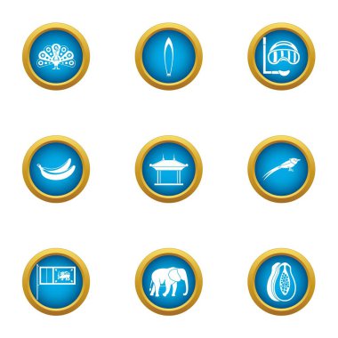 Sahil Icons set, düz stil