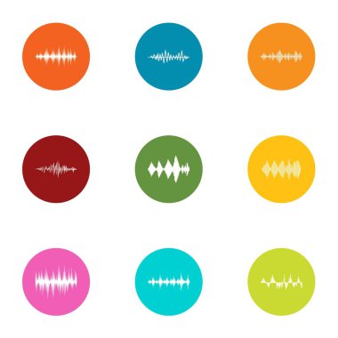 Dalgalanma Icons set, düz stil