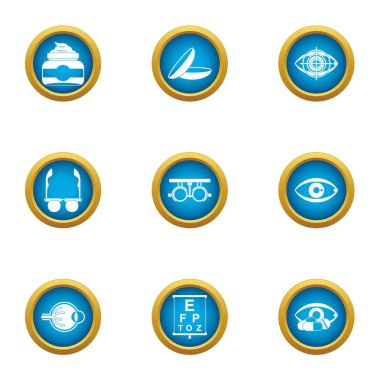 Vizyon denetim Icons set, düz stil