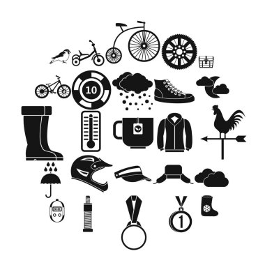 Açık hava sporları Icons set, basit tarzı