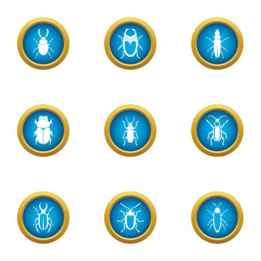 Faydalı böcek Icons set, düz stil