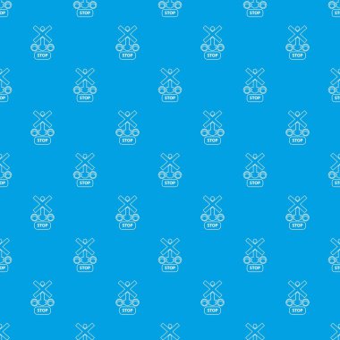 Trafik ışığı dur demiryolu desen vektör kesintisiz mavi