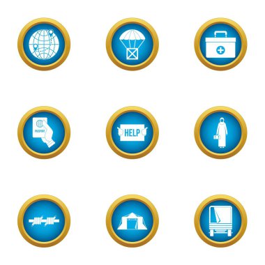 Yardım Icons set, düz stil bağış