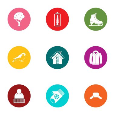 Pisti zammı Icons set, düz stil