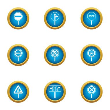 Seyahat Rehberi Icons set, düz stil