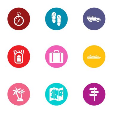 Equinoctial Icons set, düz stil