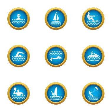 Float Icons set, düz stil