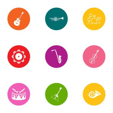 Müzikal toplu Icons set, düz stil