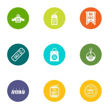 Çocuk indirimli simge seti, düz stil