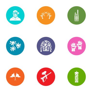 Paintball simgeler ayarla, stil düz