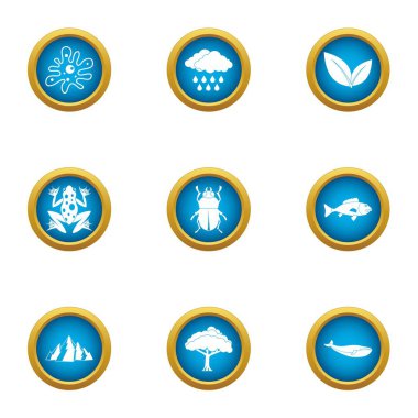 Icons set bataklık, stil düz