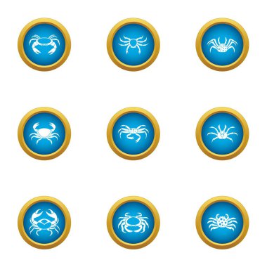 Tıklayın Icons set yengeç, stil düz