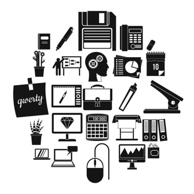 Ofis çalışanları Icons set, basit tarzı